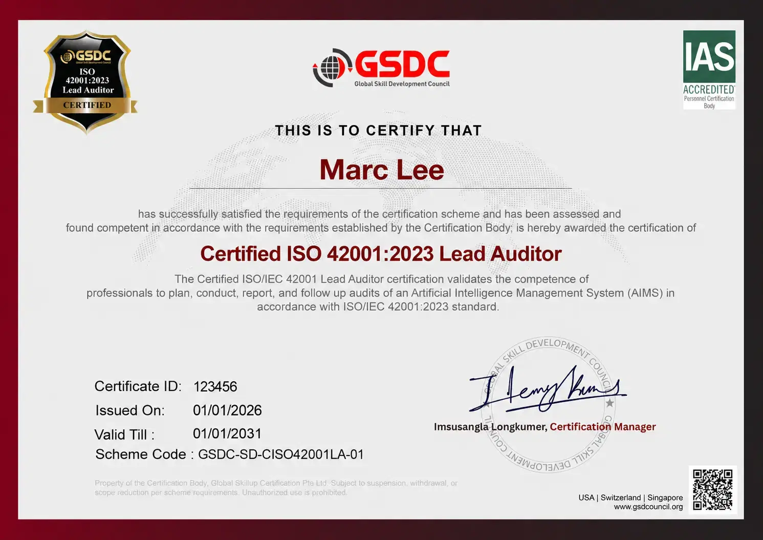 Certification