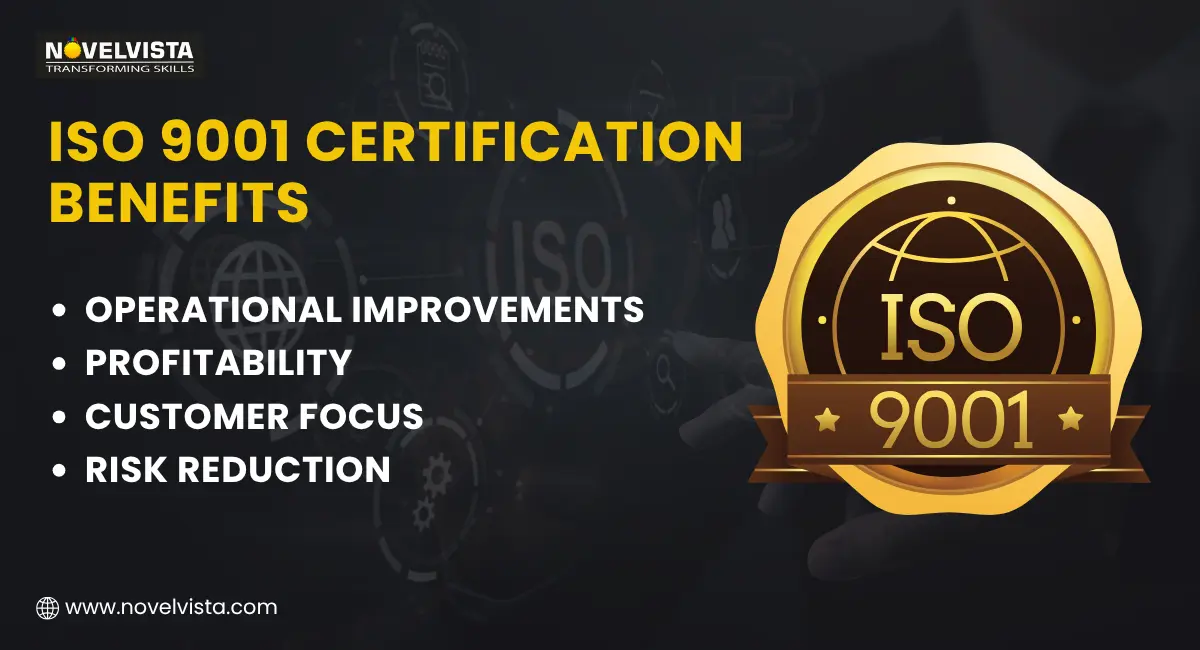 ISO 9001 adoption brings significant benefits: Operational improvements, Profitability, Customer focus, Risk reduction.