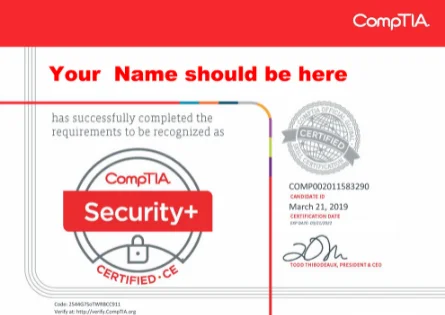Comptia Security Certificate