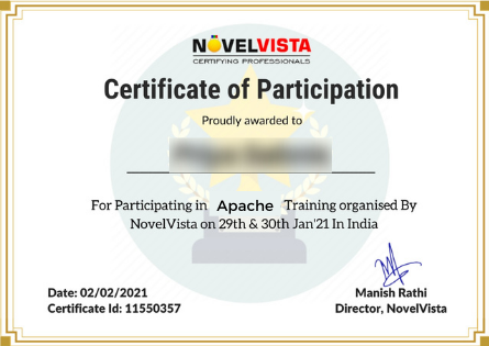 NovelVista Certificate