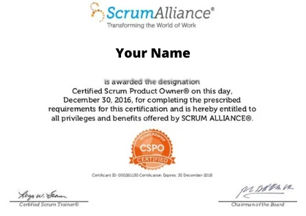 CSPO Certificate